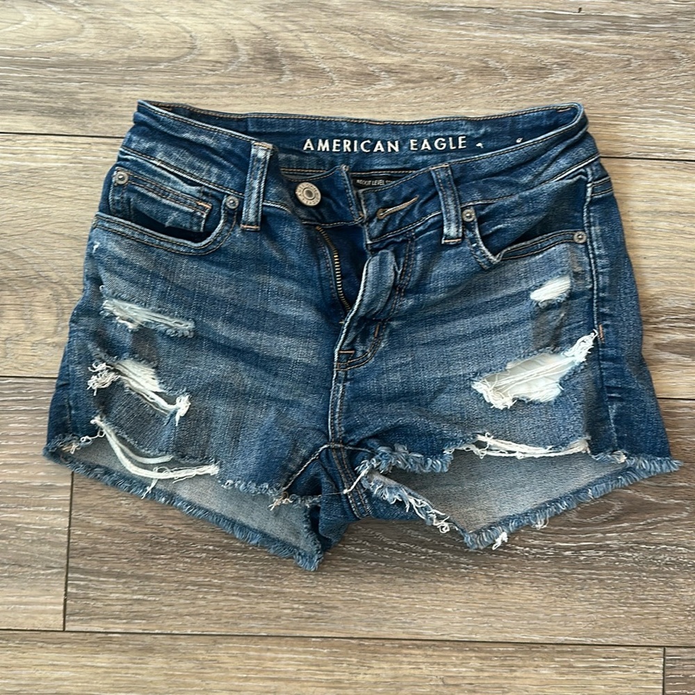 Size 0 American Eagle high rise Shortie distressed shorts
